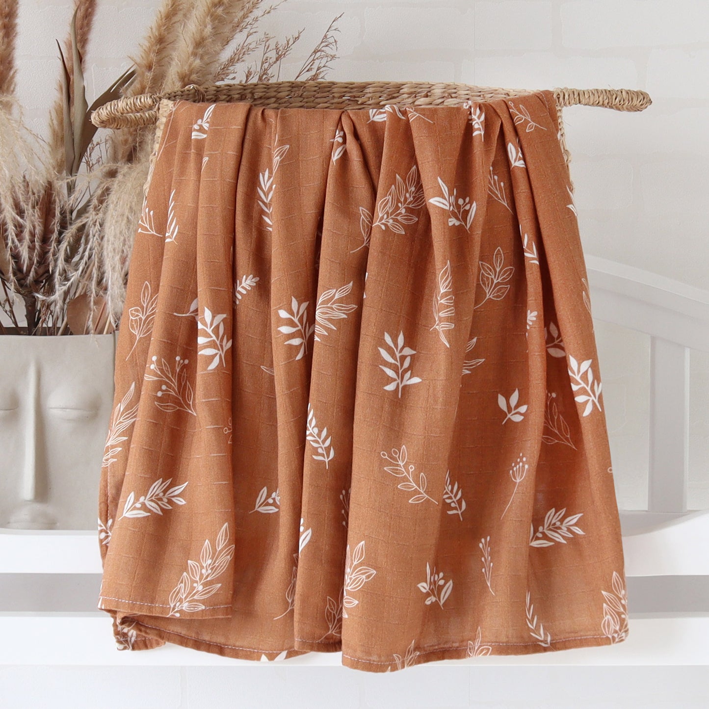 Rustic Leaf Muslin Wrap