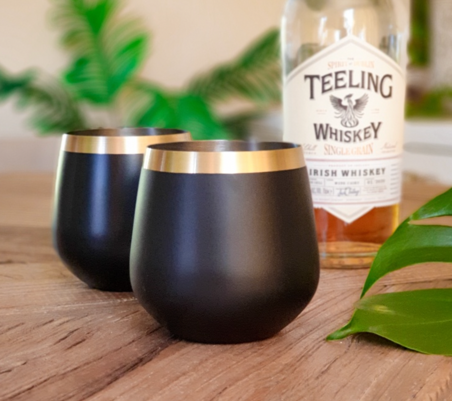Brass & Black Whisky Glasses