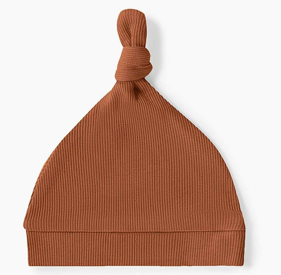 Biscuit Ribbed Organic Knotted Beanie