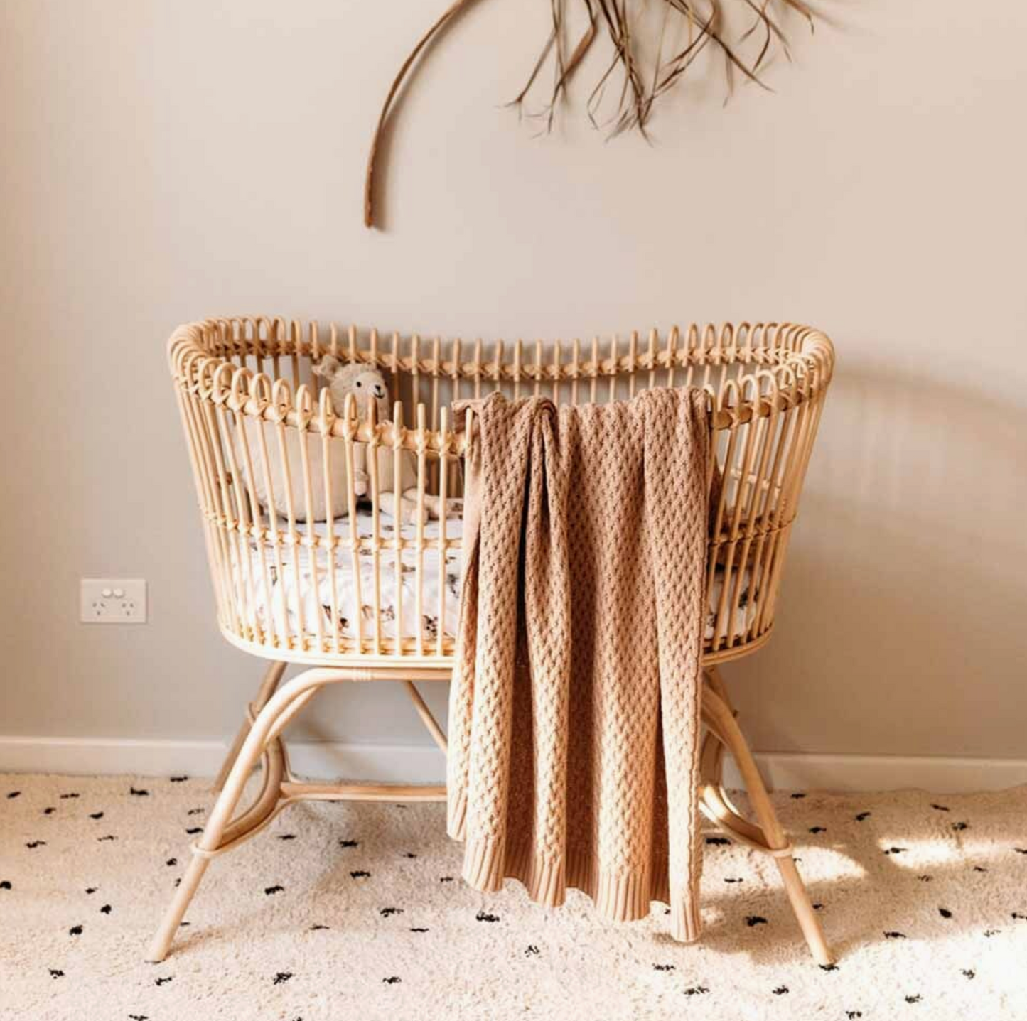 Hazelnut Diamond Knit Organic Baby Blanket