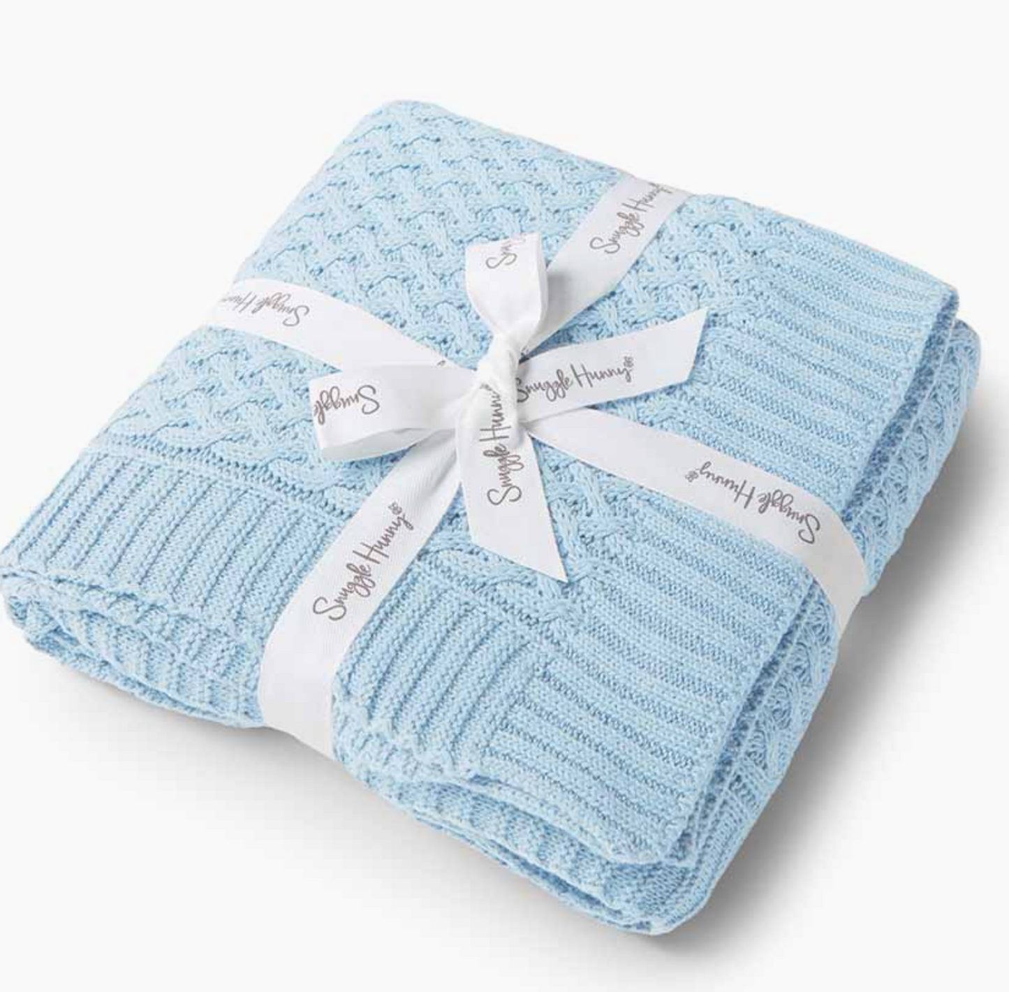 Baby Blue Diamond Knit Organic Baby Blanket
