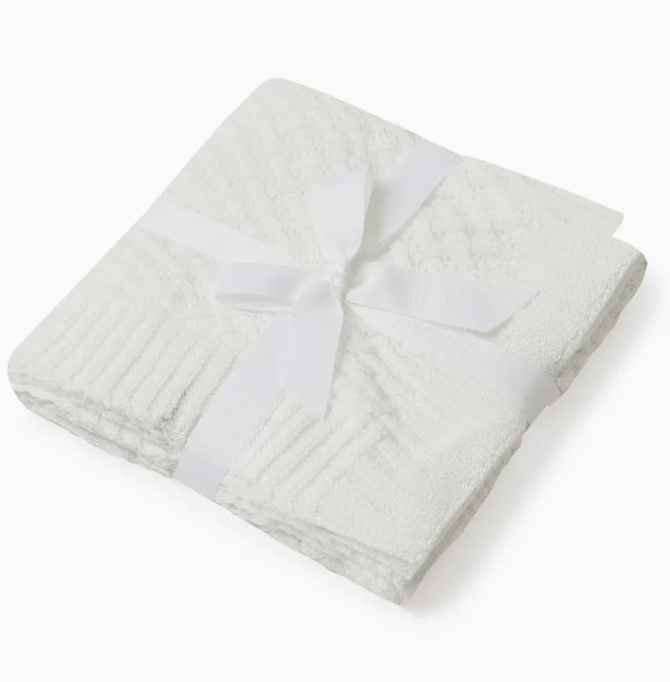 White Diamond Knit Organic Baby Blanket
