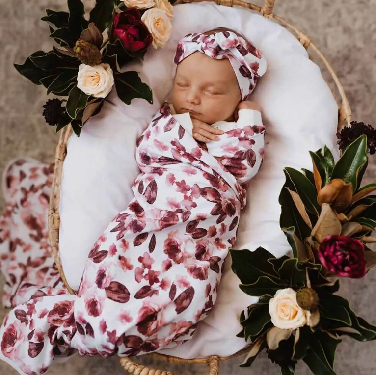 Fleur Baby Jersey Wrap & Topknot Set