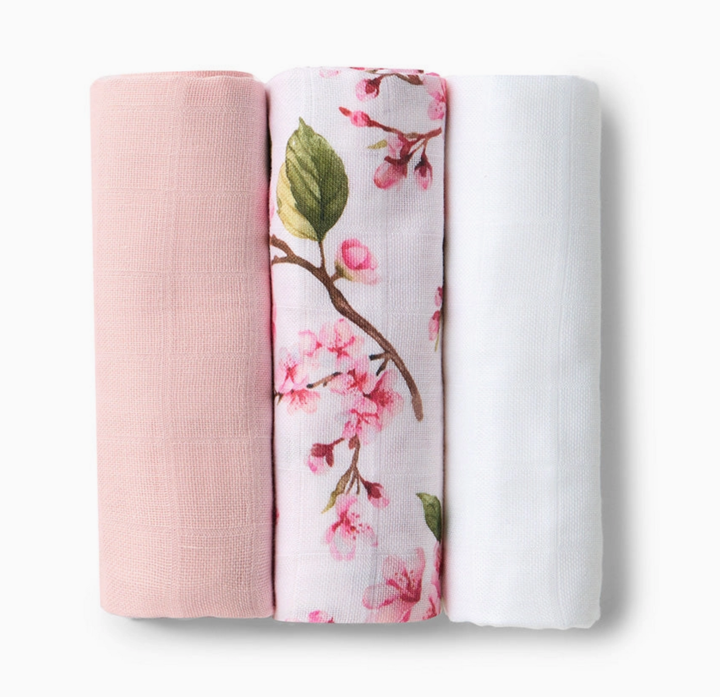 Small Organic Muslin Cloths 3 Pack - Cherry Blossom/Milk/Fairytale