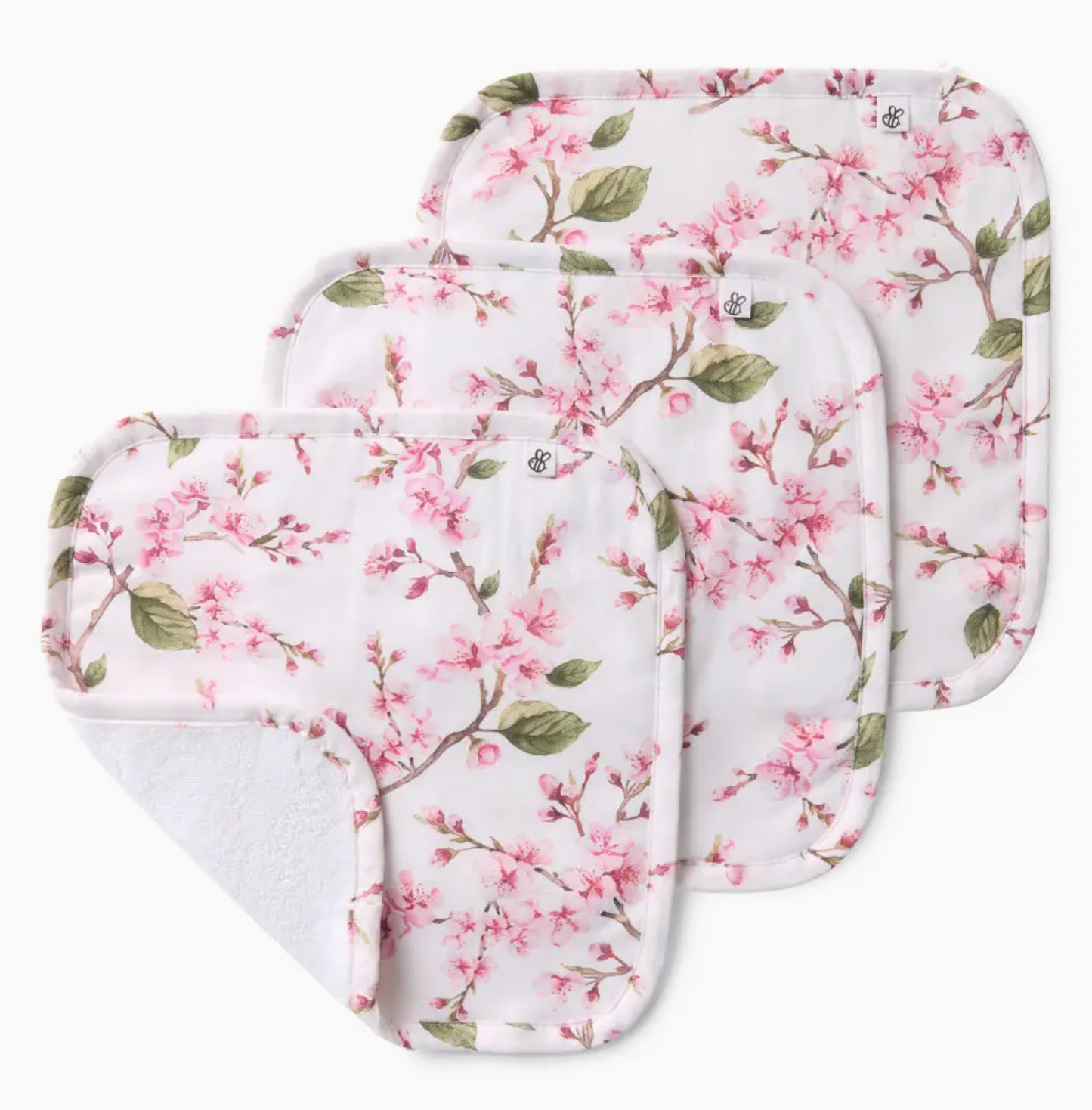 Cherry Blossom Organic Wash Cloths - 3 Pack