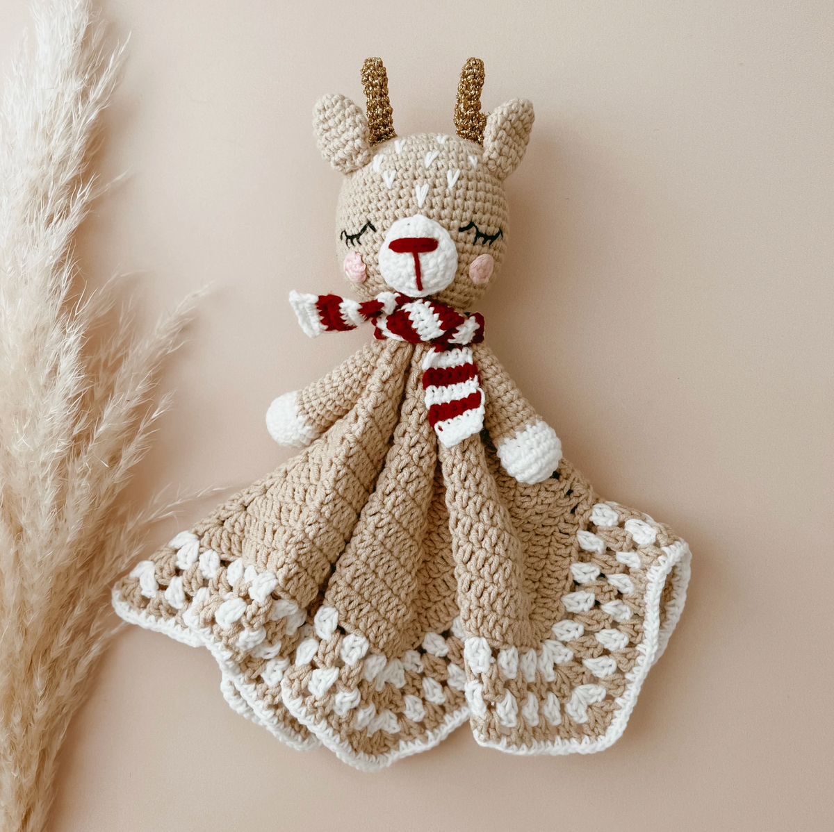 Festive Fawn - Heirloom Crochet Lovey Comforter