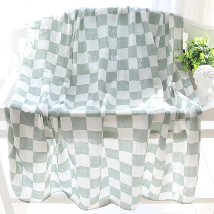 Checkered Sage Muslin Wrap