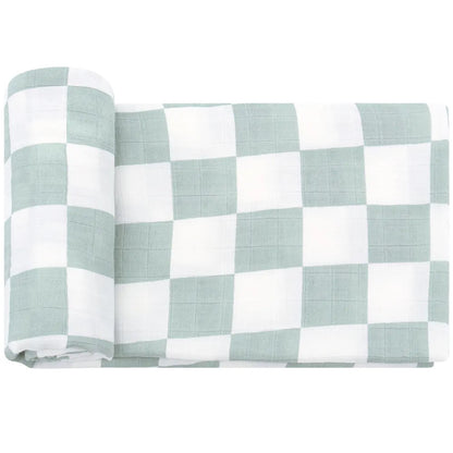Checkered Sage Muslin Wrap
