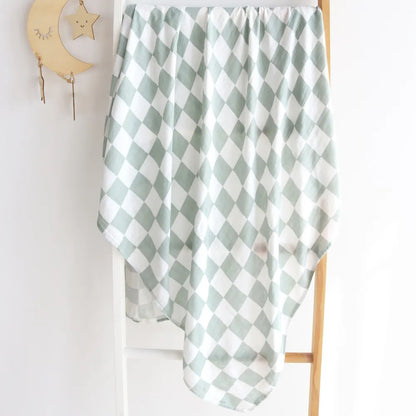 Checkered Sage Muslin Wrap