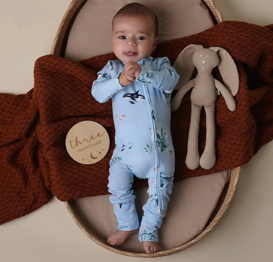 Blue Ocean Organic Snugglesuit (Size 0-3 Months)