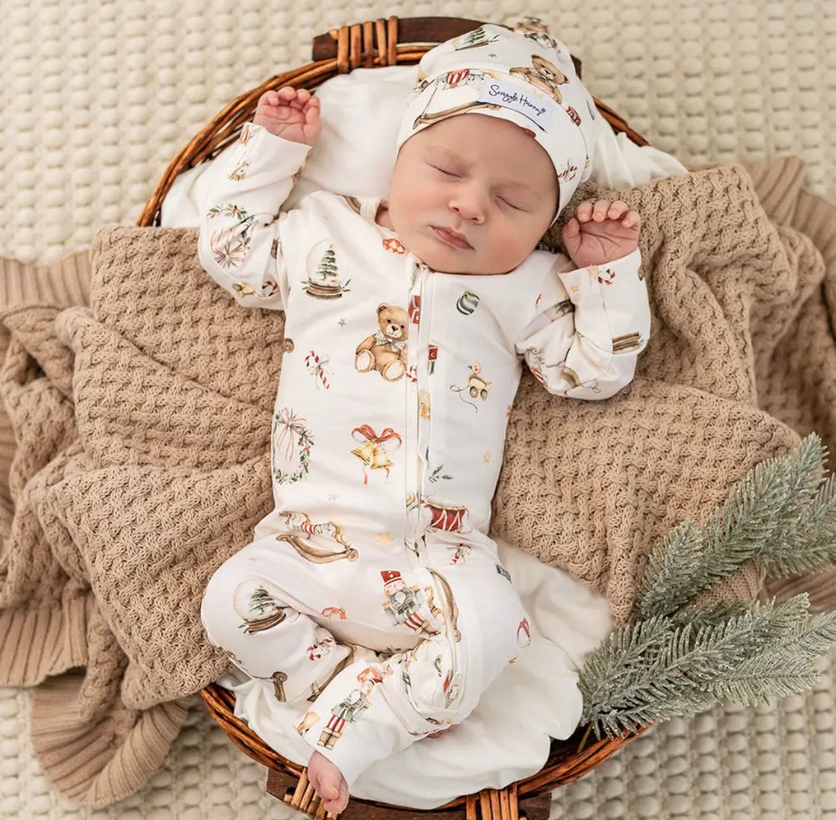 Santa’s Toy Shop Organic Snugglesuit Convertible Romper (Size Newborn)