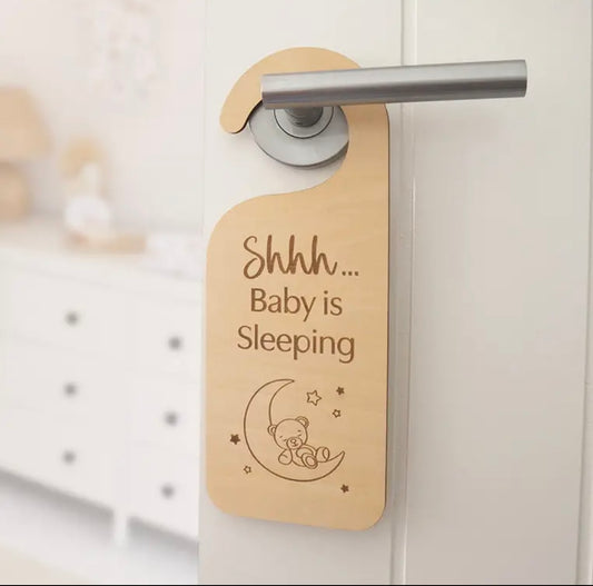 Sleeping Baby Wooden Door Hanger
