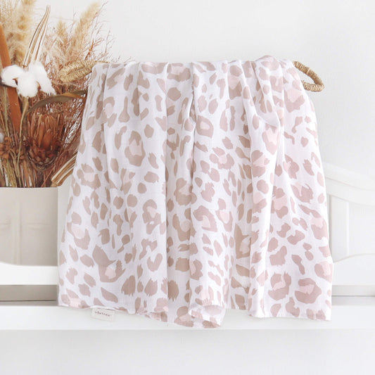 Pink Leopard Muslin Wrap