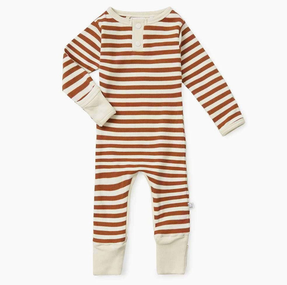Biscuit Stripe Organic Growsuit