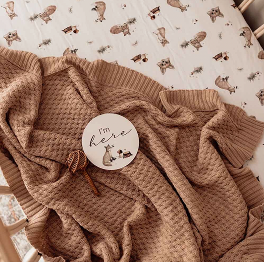 Hazelnut Diamond Knit Organic Baby Blanket