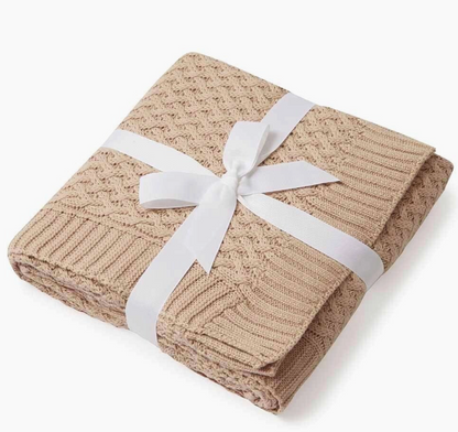 Hazelnut Diamond Knit Organic Baby Blanket
