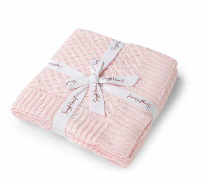Blush Pink Diamond Knit Organic Baby Blanket