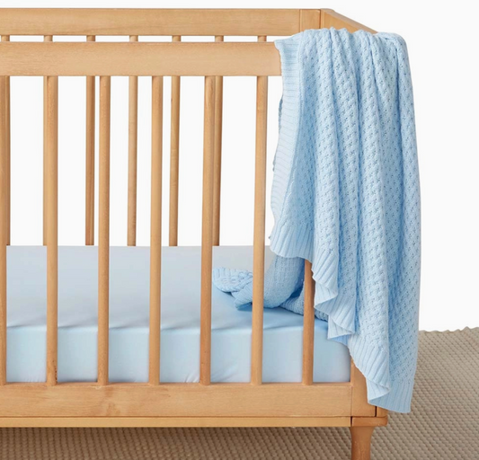 Baby Blue Diamond Knit Organic Baby Blanket