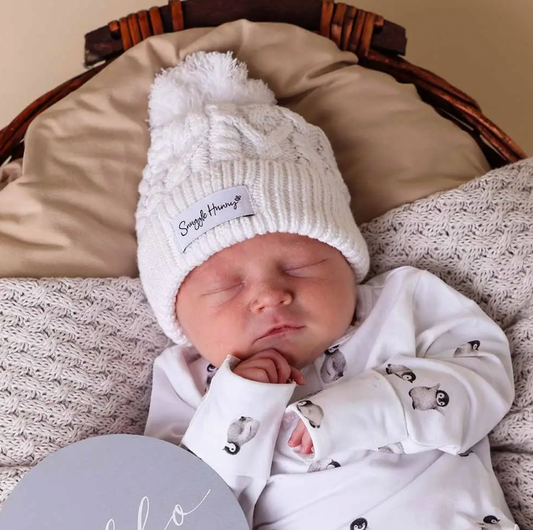 White Organic Knit Beanie