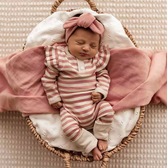 Rose Stripe Organic Growsuit (Newborn)