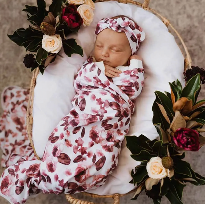 Fleur Baby Jersey Wrap & Topknot Set