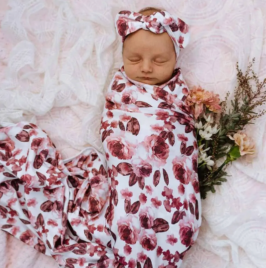 Fleur Baby Jersey Wrap & Topknot Set