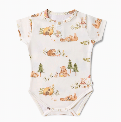 Bears Short Sleeve Organic Bodysuit (Size Newborn)