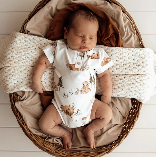 Bears Short Sleeve Organic Bodysuit (Size 0-3 Months)
