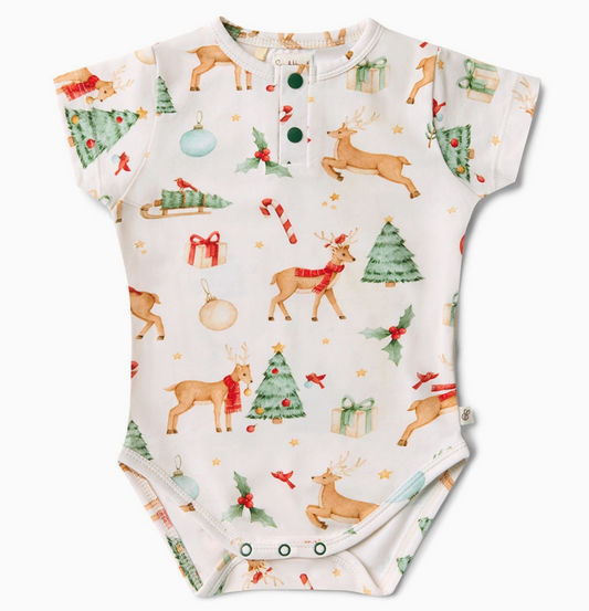 Prancer & Friends Short Sleeve Organic Bodysuit (Size Newborn)