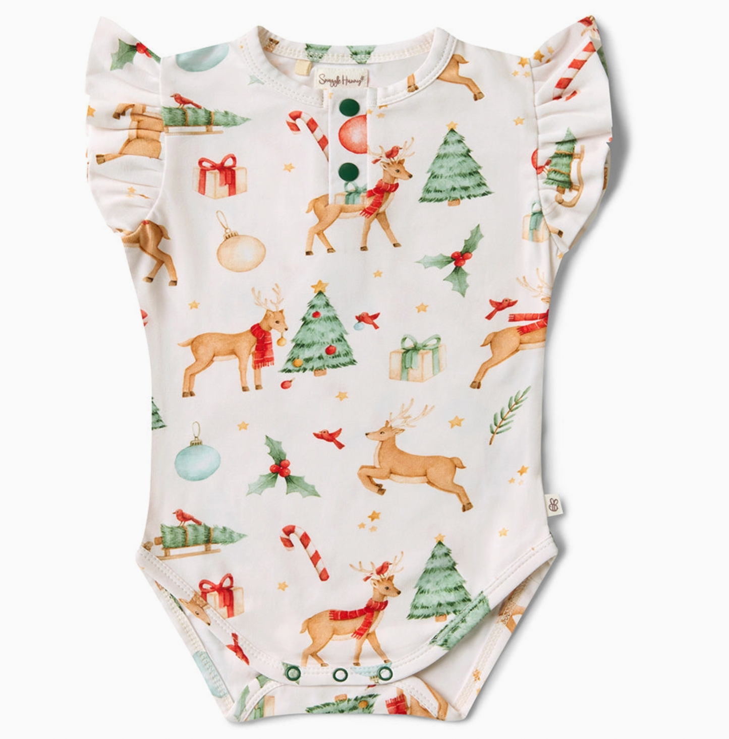 Prancer & Friends Short Sleeve Organic Bodysuit with Frill (Size Newborn)