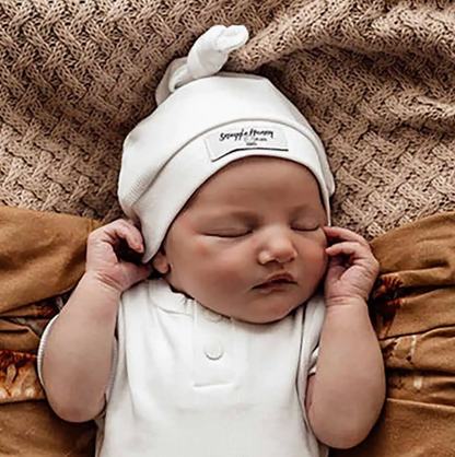 Milk Ribbed Organic Knotted Beanie
