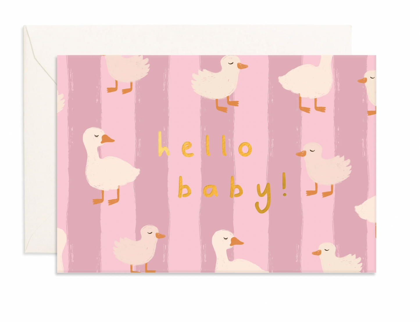 Hello Baby Ducks Pink Mini Greeting Card
