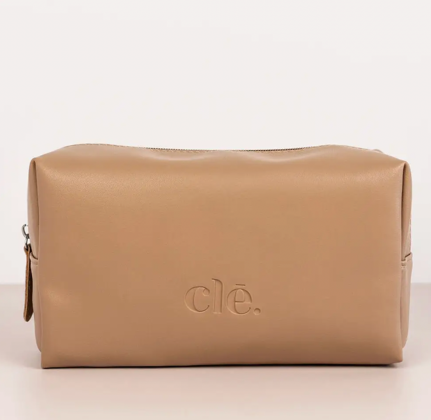 Tan Vegan Leather Cosmetic Case