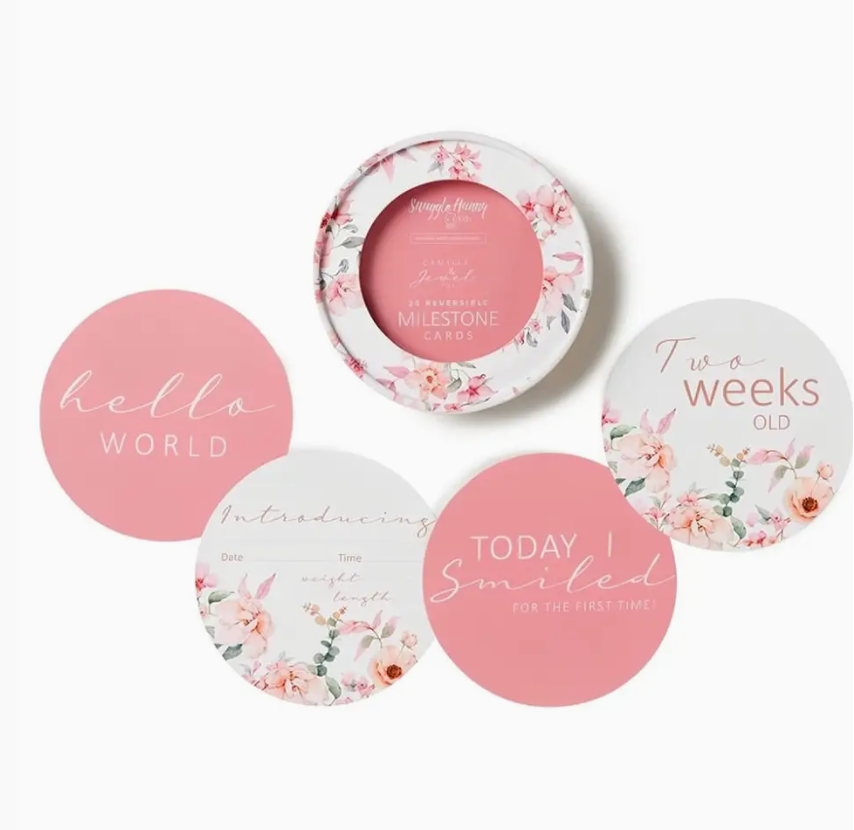 Camille & Jewel Pink Reversible Milestone Cards